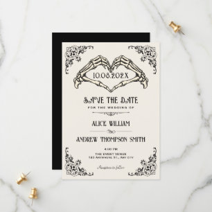Reserve A Data Arco gótico preto e branco noivado Save The Date