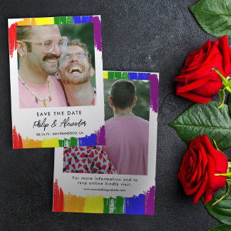 Reserve A Data Arco-Íris Escova o Pincel Foto Salvar a Data