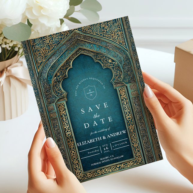 Reserve A Data Arco Islâmico Turquesa Casamento (Criador carregado)
