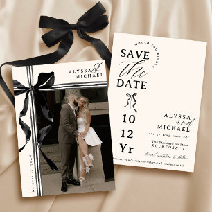 Reserve A Data Arco Preto e Marfim Simples Elegante Casamento de