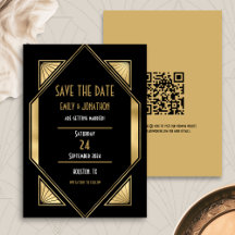 Art Deco Black Dourado Código QR Casamento Salvar