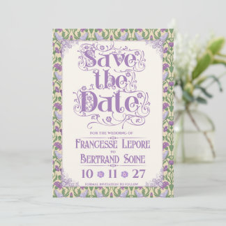 Reserve A Data Art Nouveau Elegantes Pombinhos Amarelo Claro