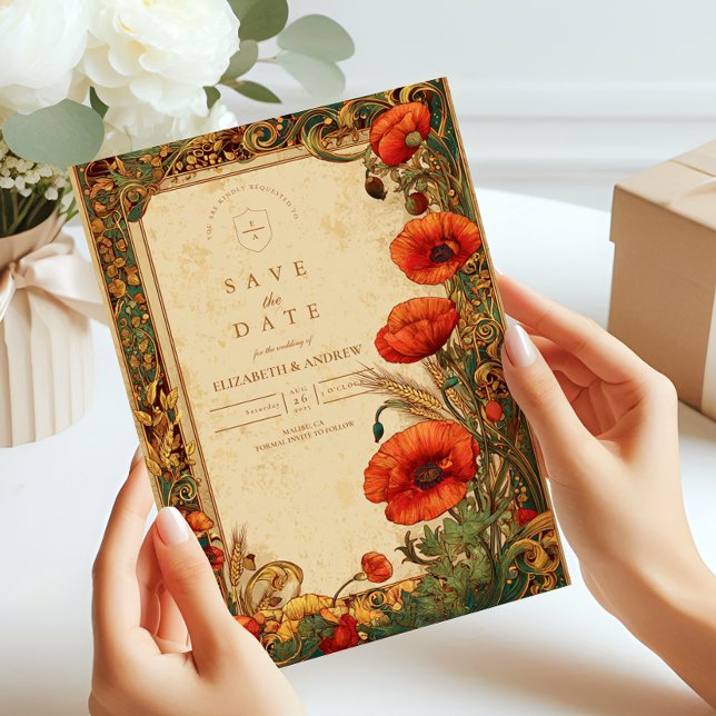 Reserve A Data Art Nouveau Poppy Wedding (Criador carregado)