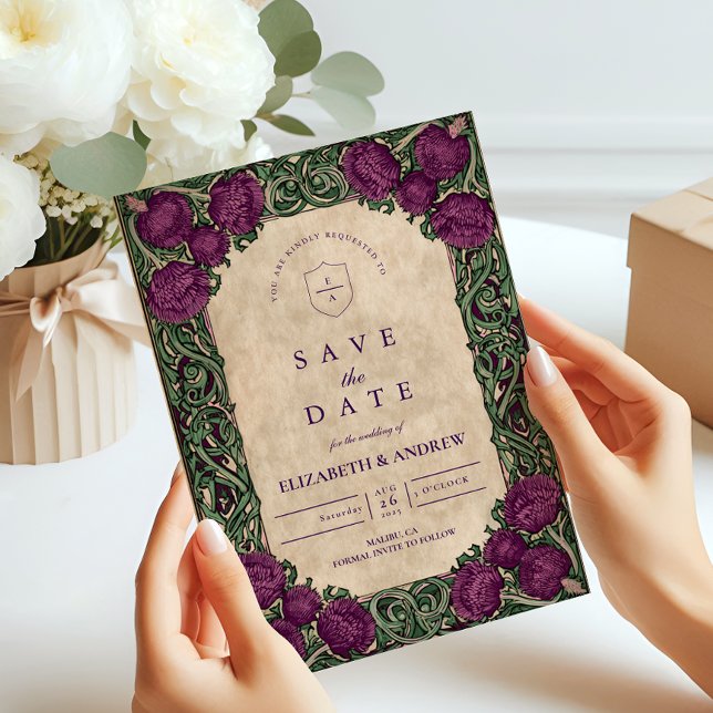 Reserve A Data Art Nouveau Thistle Wedding (Criador carregado)