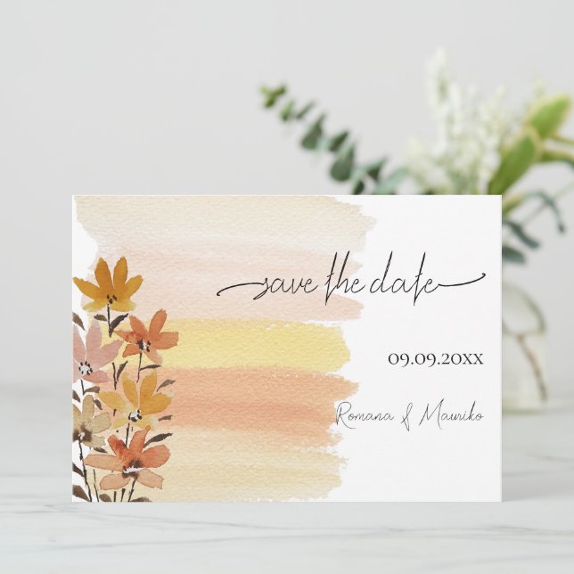 Reserve A Data Arte de Aquarela de Flores Silvestres Rústicas Art (Em pé/Frente)