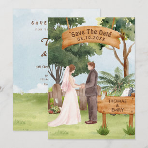 Reserve A Data Arte de casamento em aquarela