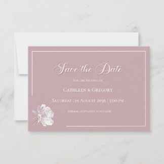 Reserve A Data Arte de Linha Floral Rosa Desbotado Casamento Bran