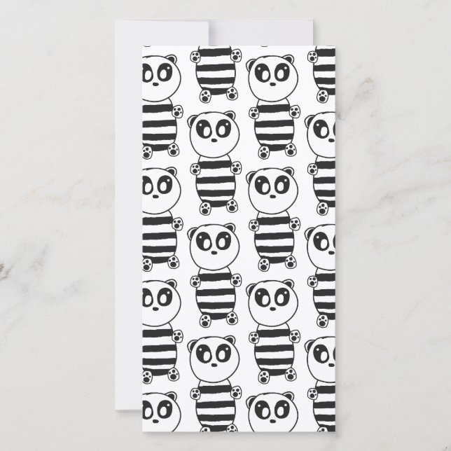 Reserve A Data Arte de Panda Preto e Branco Divertida (Frente)