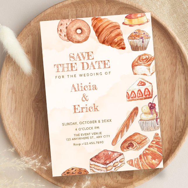 Reserve A Data Arte de pastelaria de pão de comida de casamento (Criador carregado)