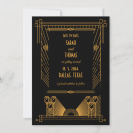 Reserve A Data Arte Deco Casamento Clássico Elegante