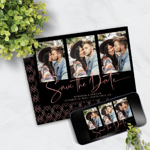 Reserve A Data Arte Deco Rosa, Dourado, salvar a data