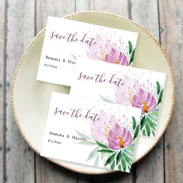 Reserve A Data Arte em Aquarela do Lótus Violeta Romântico Elegan