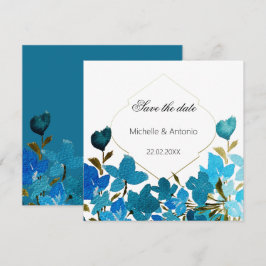 Reserve A Data Arte Floral Aquarela de Flores Silvestres Azuis