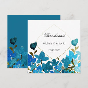 Reserve A Data Arte Floral Aquarela de Flores Silvestres Azuis