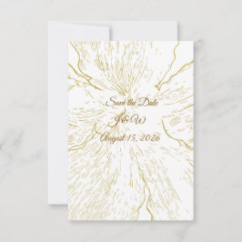 Reserve A Data Arte Floral Dourada em Linha Botânica de Casamento