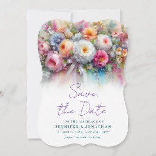 Reserve A Data Arte Floral em Aquarela com Data de Salvamento em 