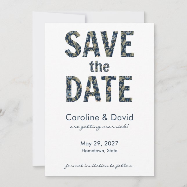 Reserve A Data Arte Floral Moderna Novo Simples Casamento (Frente)