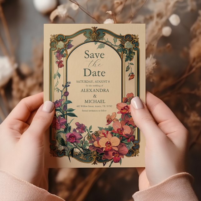 Reserve A Data Arte Nova Clássica Chique Casamento Decorativo (Criador carregado)