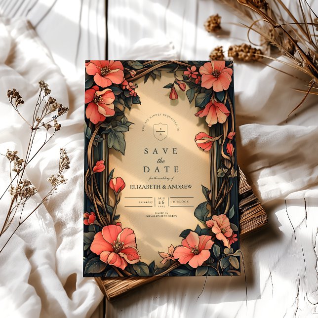 Reserve A Data Arte Nova Floral Caprichosa Casamento (Criador carregado)
