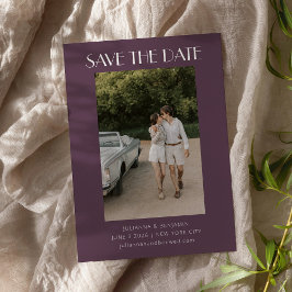 Reserve A Data Arte Retro Art Déco Roxo Escuro Foto Casamento