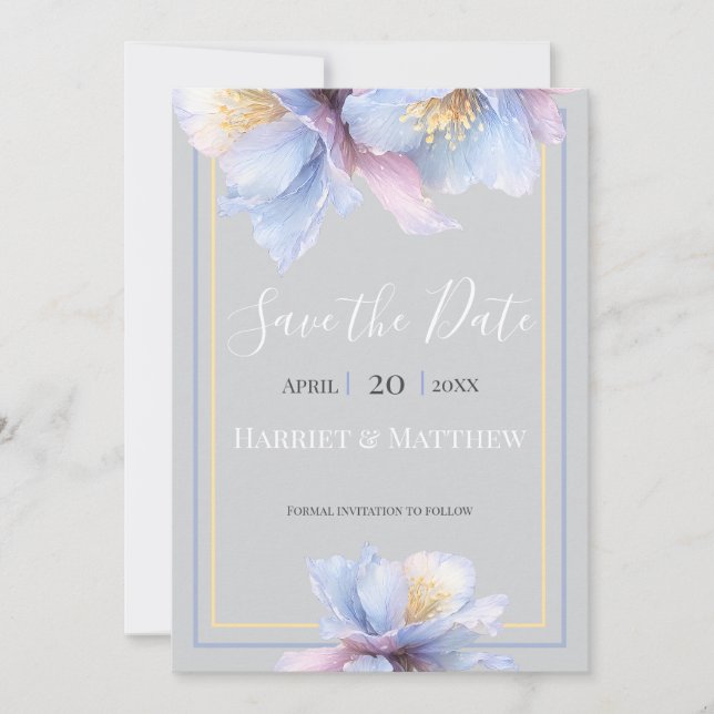 Reserve A Data Artistic Pastel Botanical Florals Wedding (Frente)