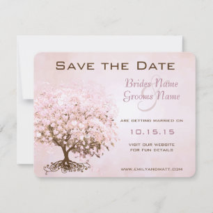 Reserve A Data Árvore de Coração Rosa Casamento Salve a Data