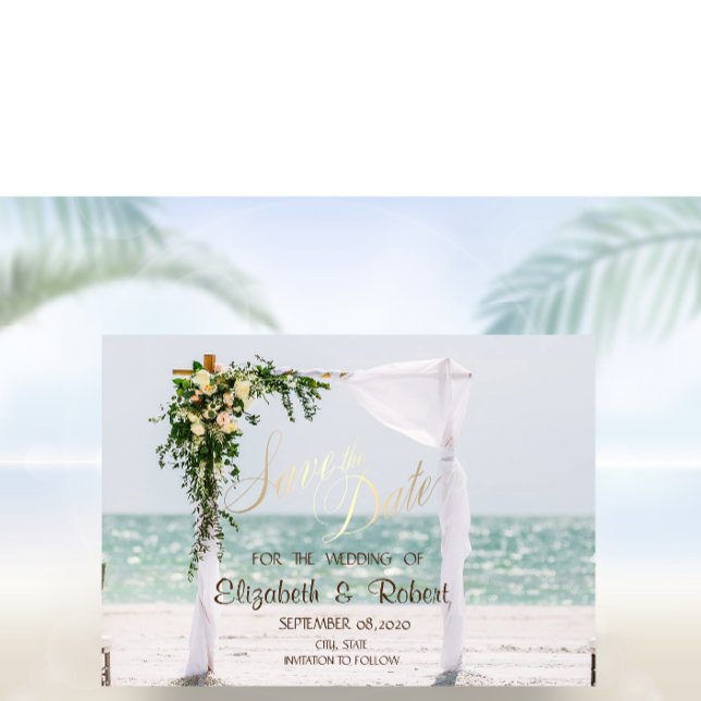 Reserve A Data Árvore Floral para Casamento na Praia Salve a Data (Criador carregado)