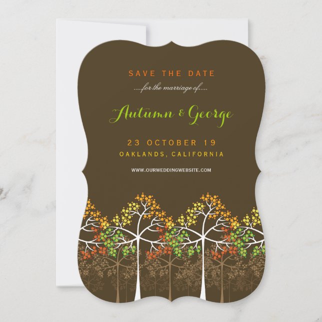 Reserve A Data Árvores de outono de outono Foto de casamento Salv (Frente)