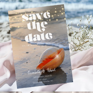Reserve A Data As Luzes Da Cadeia De Seashell Da Praia Salvem A D