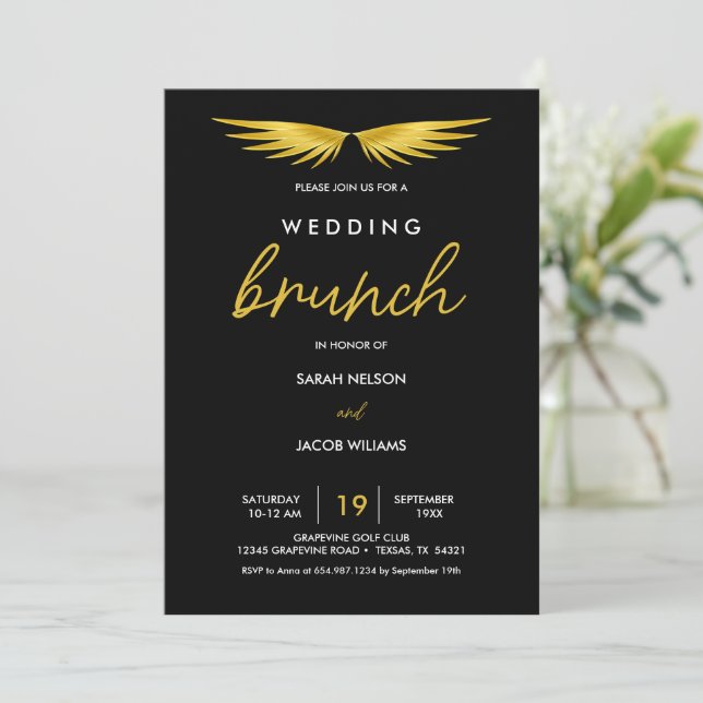 Reserve A Data Asas Douradas, Brunch Pós-Casamento Preto (Em pé/Frente)