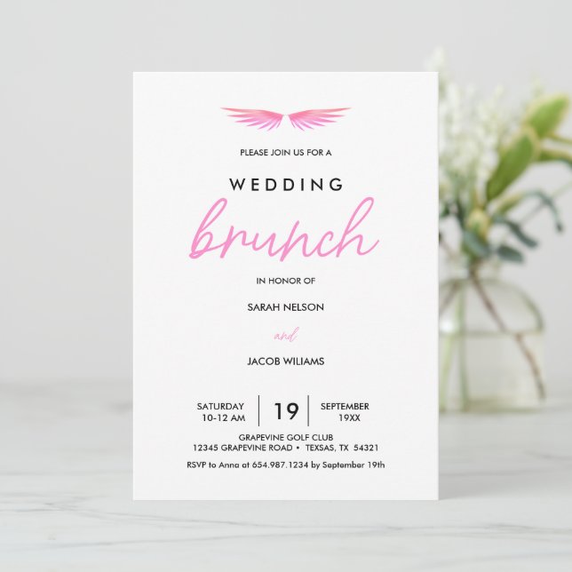 Reserve A Data Asas Rosa, Branco Brunch Pós Casamento (Em pé/Frente)