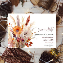 Reserve A Data Autumn Boho Floral | White Save Date