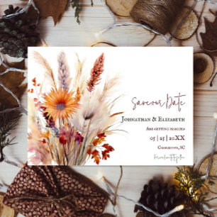 Reserve A Data Autumn Boho Floral White Save Date