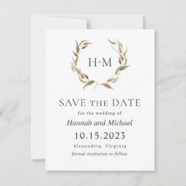 Reserve A Data Autumn Laurel Wreath Save Date with Photo