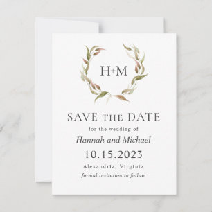 Reserve A Data Autumn Laurel Wreath Save Date with Photo