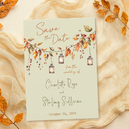 Reserve A Data Autumn Leaves Rustic Watercolor Elegant Wedding