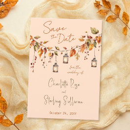 Reserve A Data Autumn Leaves Rustic Watercolor Elegant Wedding