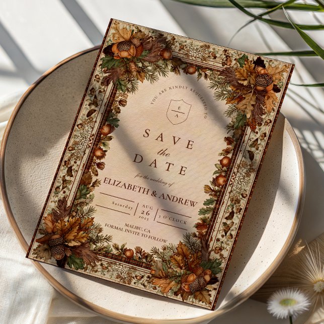 Reserve A Data Autumn Oak Leaf Wedding (Criador carregado)