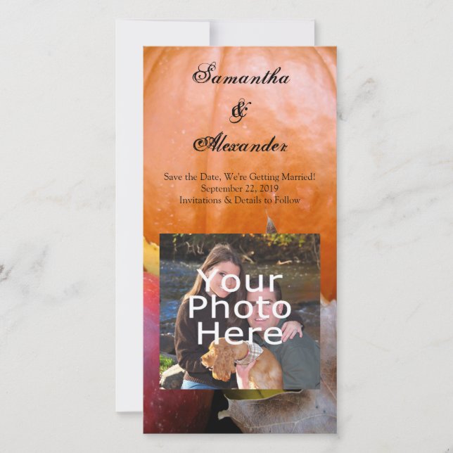 Reserve A Data Autumn Pumpkin, Apple e Folhas Coloridas (Frente)