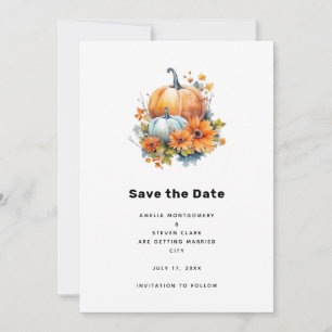 Reserve A Data Autumn Pumpkins com Flores e Casamento Foliar