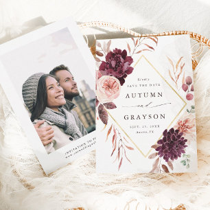 Reserve A Data Autumn Romance Dourado Frame Burgundy Foto de Casa