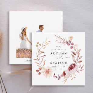 Reserve A Data Autumn Romance Floral Wreath Wedding Foto