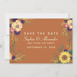 Reserve A Data Autumn Terracotta Dourado Casamento Floral