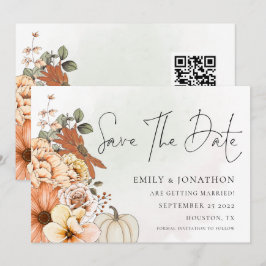 Reserve A Data Autumn Watercolor Código QR Casamento