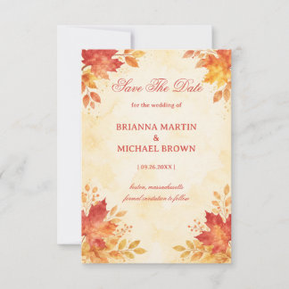Reserve A Data Autumn Watercolor Leaves Elegant