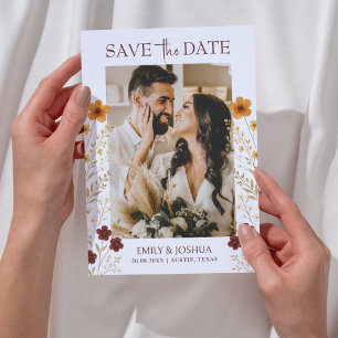 Reserve A Data Autumn Wildflower Boho Foto de Casamento