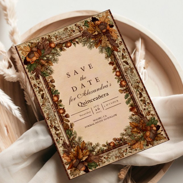 Reserve A Data Autumn Woodland Botanical Quinceañera (Criador carregado)