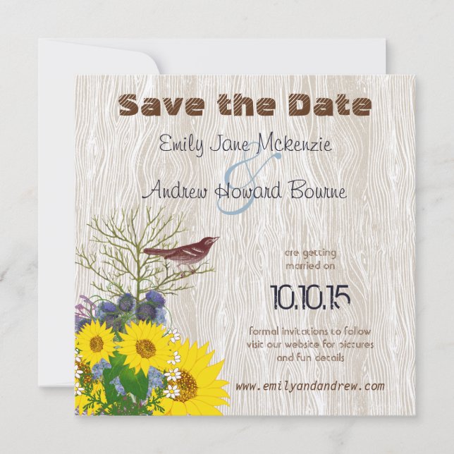 Reserve A Data Ave Antiga em Casamento de Grão de Madeira Save th (Frente)