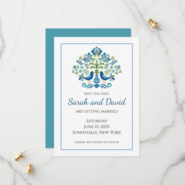 Reserve A Data Aves Design azuis húngaras (Frente/Verso In Situ)