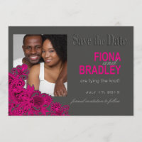 Aztec Paisley Photo Save the Date fuschia